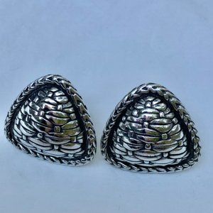 John Hardy Triangle Woven Dome Sterling Silver Ea… - image 1